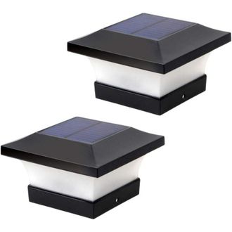 OEM Juego De 2 Farolas Solares Exteriores Para Postes, Ideales Para Iluminar Cercas Y Terrazas. Iluminaci&oacute;n Solar Led Blanca De Alto Brillo (6000k) Para P