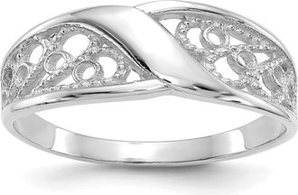 Diamond2Deal 14k White Gold Filigree Ring
