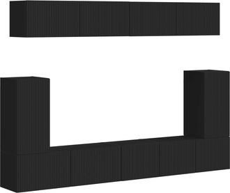 vidaXL Conjunto De Mueble De Tv 5 Uds. Negro Madera De Ingenier&iacute;a Vidaxl