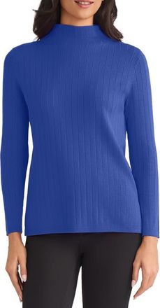 Jones New York Funnel Neck Rib Sweater in Sapphire at Nordstrom, Size X-Large