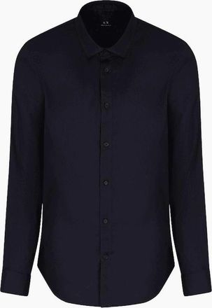 A|X Armani Exchange Mens Linen Long Sleeve Black Shirt - Size: 44/Regular