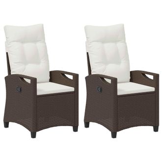vidaXL Silla De Jard&iacute;n 2 Pcs Marr&oacute;n Y Crema 56 X 60 X 112 Cm Vidaxl