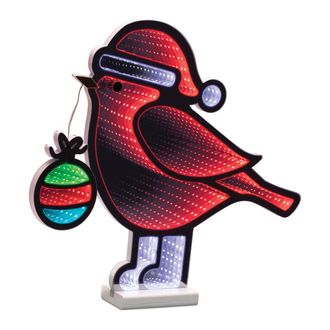 Melrose International Holiday Cardinal Bird Ekkolight 15.75H - Red, White, Green