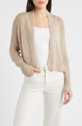 Eileen Fisher Open Front Organic Cotton Cardigan in Undyed Natural at Nordstrom, Size X-Large