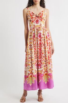 Halogen Floral Tie Front Maxi Sundress in Purple Orchid at Nordstrom Rack, Size X-Large
