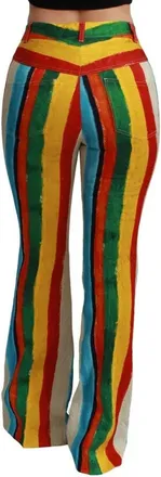 Dolce & Gabbana Multicolor Flared Riga Pittorica Womens Pants