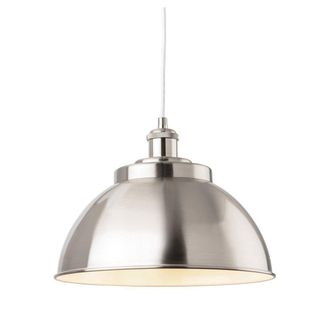 Netlighting Genoa Industrial Dome Pendant Light Brushed Steel in Grey