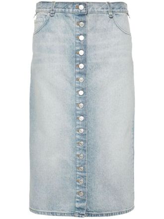 Courr&egrave;ges Blue Solid Midi Skirt