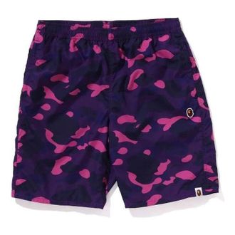 A Bathing Ape Color Camo Ape Head One Point Beach Shorts Purple 1K30-153-006-PURPLE