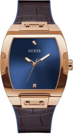 Guess Minimalistische lederen armbandhorloge - Heren - Horloges - Geel - ONE Size - Leer - Accessoires