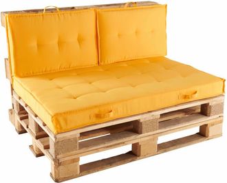 Oviala Paquete de muebles de jard&iacute;n de palets y cojines amarillos