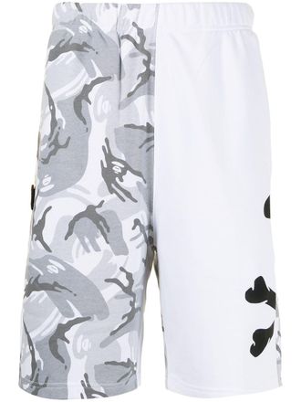 Aape By A Bathing Ape Moonface camouflage-print shorts - men - Polyester/Cotton - L - White