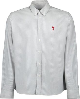 Ami Gestreept Hart Vriend Overhemd - Heren - Casual Overhemden - Blauw - S - Katoen - Overhemden