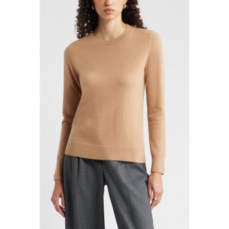 Nordstrom Cashmere Crewneck Sweater in Tan Tannin at Nordstrom Rack, Size X-Small