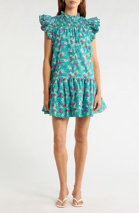 Sugarlips Karela Smocked Ruffle Dress in Green-Blues at Nordstrom, Size X-Large