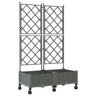 vidaXL Jardinera Con Enrejado Y Ruedas 2 Uds. Gris Claro Pp Vidaxl