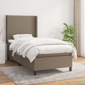 vidaXL Cama Box Spring Con Colch&oacute;n Tela Gris Taupe 80x200 Cm Vidaxl