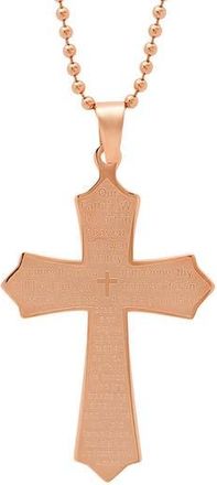 Steeltime Mens Our Father Cross Pendant Necklace in Rose Gold at Nordstrom Rack