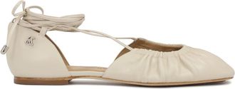 Kazar Cr&egrave;me ballerinas met uitgesneden bovendeel - Dames - Ballerinas - Beige - 38 EU - Leer - Schoenen