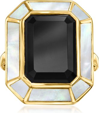 Ross-Simons Onyx and Mother-Of-Pearl Ring in 18kt Gold Over Sterling