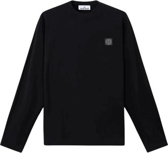 Stone Island Tijdloos T-shirt met lange mouwen - Heren - Longsleeves - Zwart - 2XL - Katoen - Tops