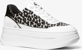 Michael Kors Hayes Leopard Print Calf Hair Platform Sneaker