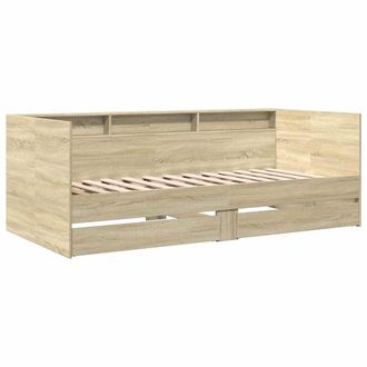 vidaXL Sof&aacute; Cama Con Cajones Sin Colch&oacute;n Roble Sonoma 90x190 Cm Vidaxl