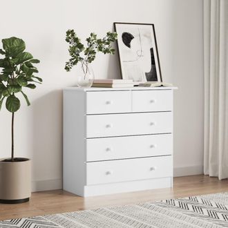 vidaXL Vidaxl - C&oacute;moda Cajonera Alta Madera Maciza Pino Blanco 77x35x73 Cm