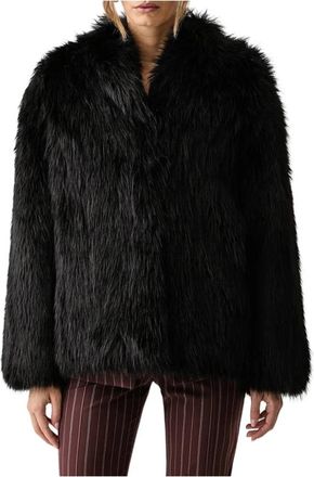 Patrizia Pepe Cropped Faux-Fur Jacket - Dames - Jassen - Zwart - M - Leer - Jassen