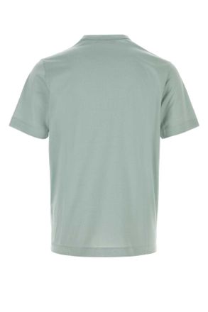 Canali Mens Mint Green Cotton T-Shirt Acqua Exterior