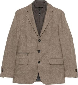 Corneliani Tailored Three-Button Jacket In Textured Wool-Cashmere Blend