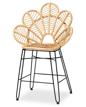 Baxton Studio Garan Rattan And Metal Counter Stool