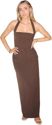 Odd Muse Effen maxi-rok voor dames (Bruin)