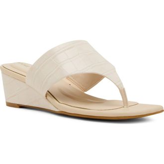 Anne Klein Willing Wedge Sandal in Bone Croco at Nordstrom, Size 5.5