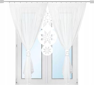 OEM Cortina Moderna Para Terraza, Balc&oacute;n O Sal&oacute;n, Con Estampado De Mandala Calado, Color Blanco, 300 X 250 Cm