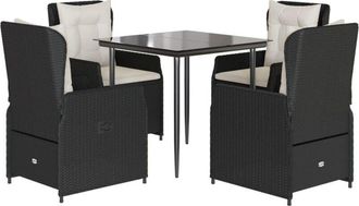 vidaXL Set De Muebles Jard&iacute;n 5 Pzas Con Cojines Rat&aacute;n Sint&eacute;tico Negro Vidaxl