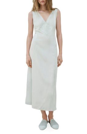 Mango Lace Detail Nightgown in Blue at Nordstrom, Size Small