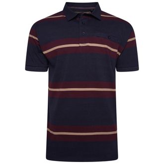 KAM Polo Shirt Striped Rugby Short Sleeve Cotton Top Mens Plus Size 2XL-8XL 5522 (UK, Alpha, XXL, Plus, Regular, Navy)