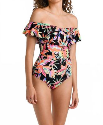 La Blanca Off The Shoulder Ruffle Mio One Piece In Best Escape