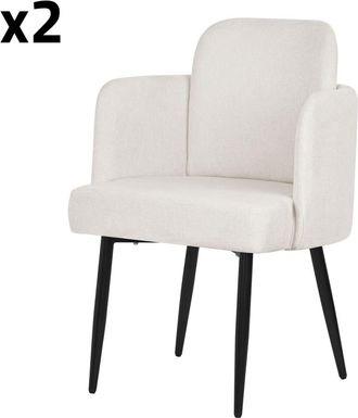 ML Design Set de 2 Sillas de comedor funda beige con respaldo y reposabrazos
