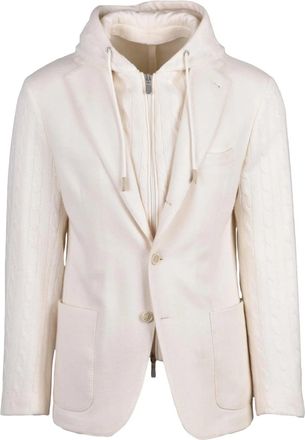 Eleventy Wool And Cashmere Gilet Jacket With Removable Lapel