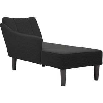 vidaXL Chaise Longue Con Reposabrazos Derecho Tela Negra Vidaxl