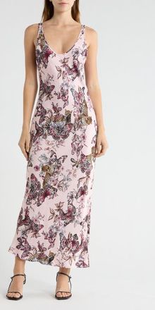 L'agence Akiya Butterfly Jungle Print Satin Slipdress in Nectar Pink Multi Butterfly at Nordstrom, Size Xx-Large
