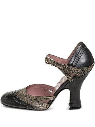 Miu Miu Mary Jane brogue leren pumps - Grijs
