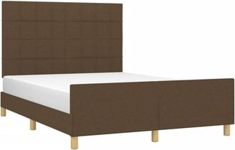 vidaXL Vidaxl - Cama Sin Colch&oacute;n Tela Marr&oacute;n Oscuro 140x190 Cm