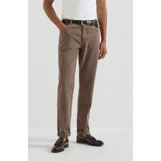 Brunello Cucinelli Lightweight denim trousers in Hazelnut at Nordstrom, Size 50 It