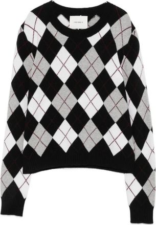 Lisa Yang Truien & Vesten, Dames, Veelkleurig, S, Kasjmier, Argyle Crewneck Sweater