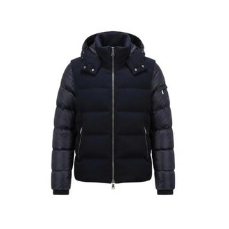 Moorer Jassen, Heren, Blauw, L, Nylon, Textured Body Jacket with Quilted Sleeves