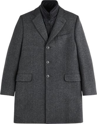 Fay Tailored Three-Button Coat With Herringbone Pattern And Padded Insert