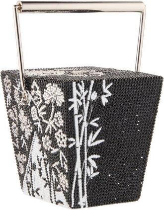 Judith Leiber Bamboo Crystal Take Out Box Evening Bag in Silver Jet Multi at Nordstrom